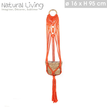 Macrame Orange Hanging Basket