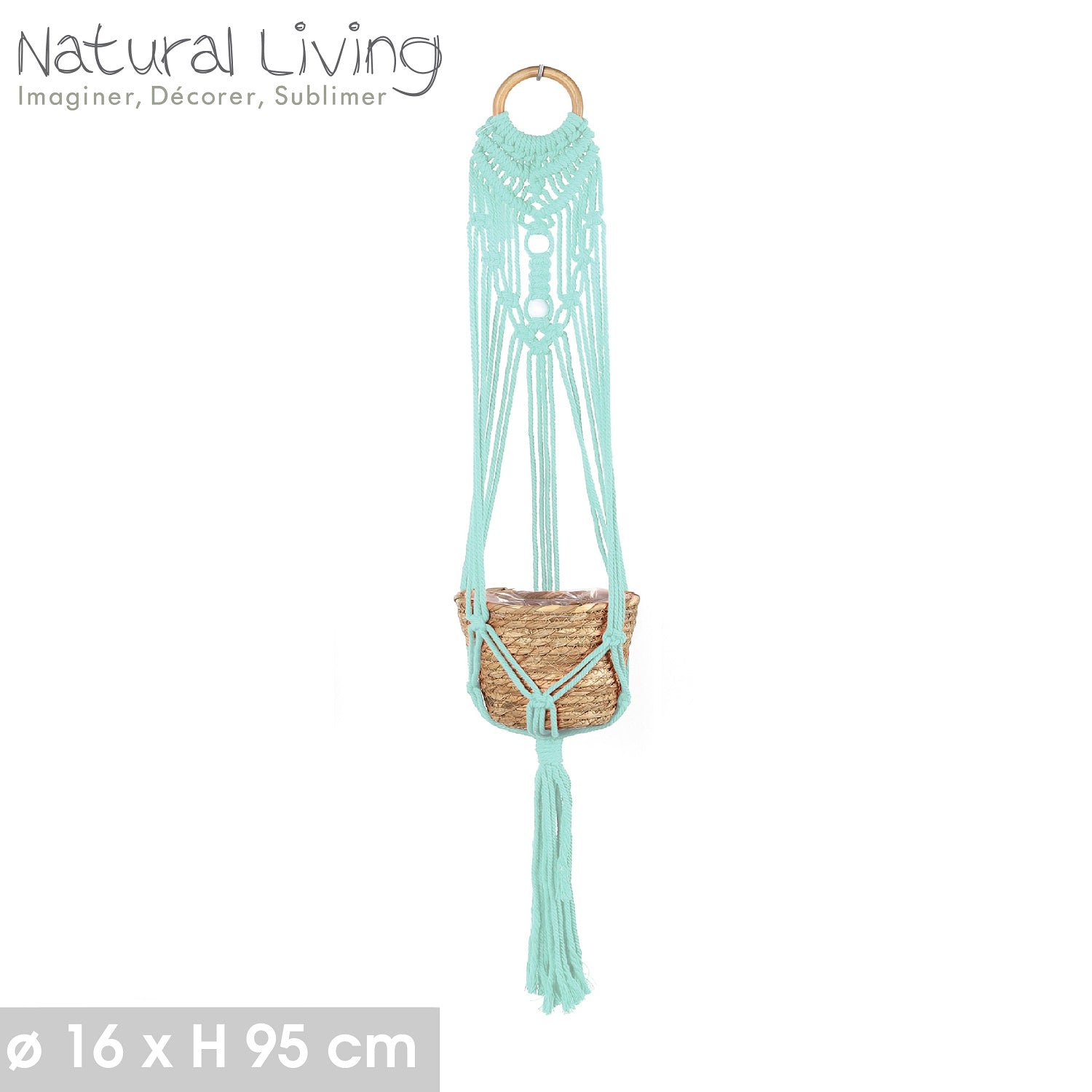 Macrame Blue Hanging Basket