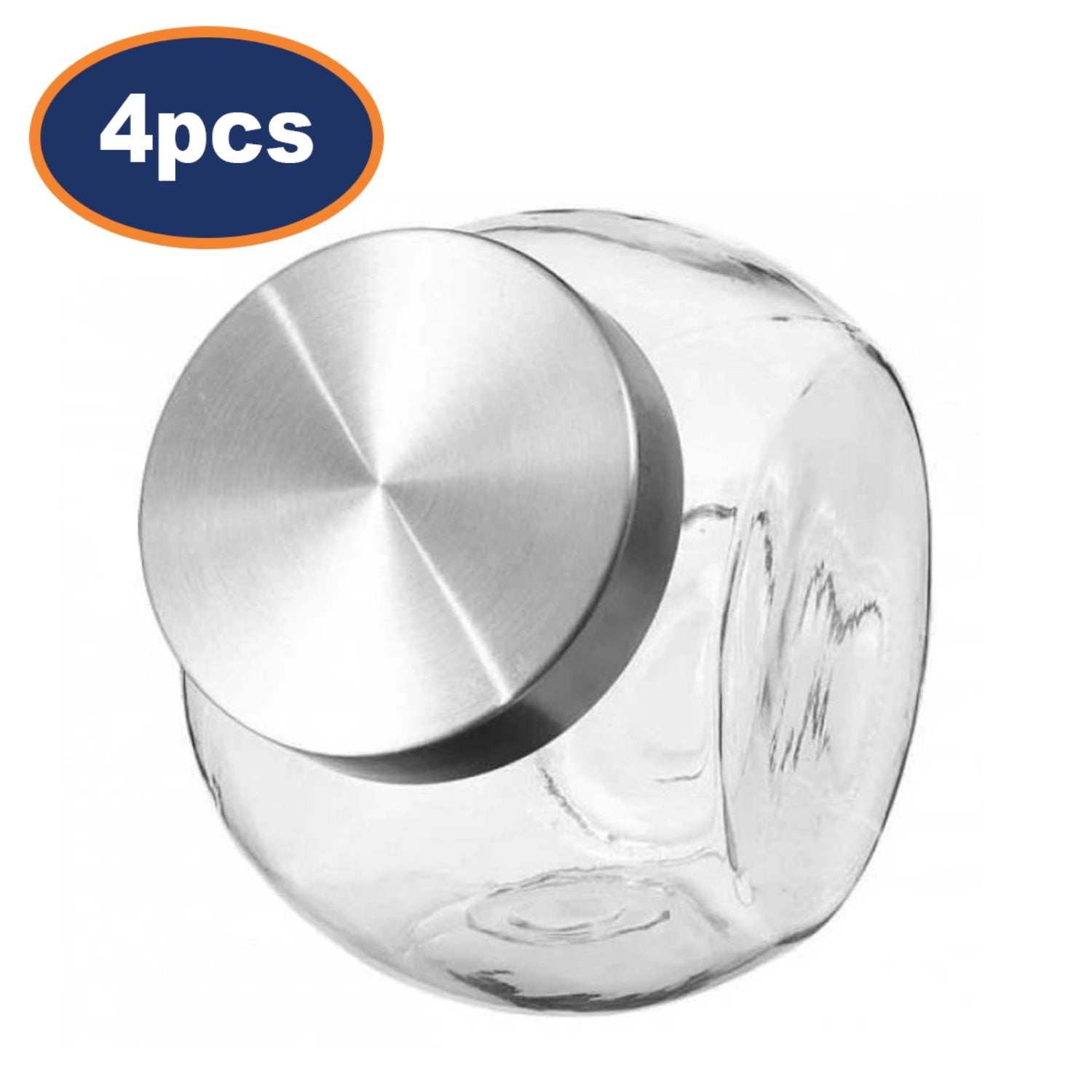 4Pcs 1.5L Glass Sweet Jar with Stainless Steel Lid