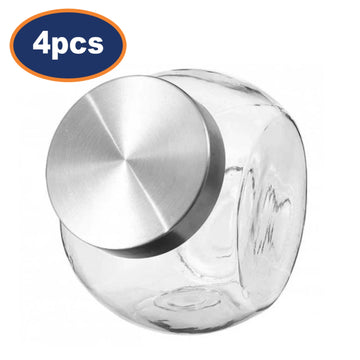 4Pcs 1.5L Glass Sweet Jar with Stainless Steel Lid