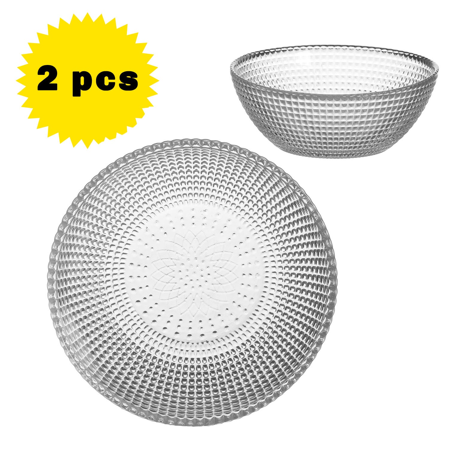 Set of 2 13cm Classic Round Dinnerware Glass Bowl