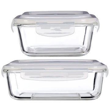 2pc Freska 800ml & 1520ml Glass Food Container Set