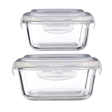 2pc Freska 520ml & 800ml  Glass Food Container Set