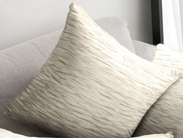 Luxury Pleated Crinkle Filled Cushion 43x43cm - Cream
