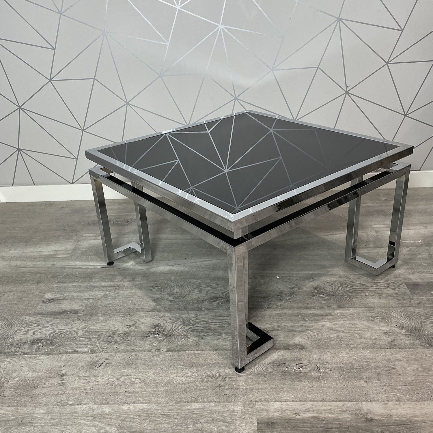 Square Coffee Table Valencia Steel Chrome Mirrored Glass