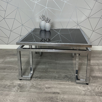 Square Coffee Table Valencia Steel Chrome Mirrored Glass