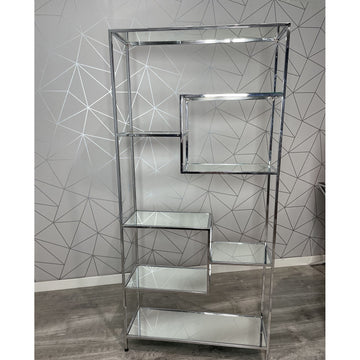 Chrome Mirrored Shelf Unit 6-Tiers Steel Chrome Mirror Glass