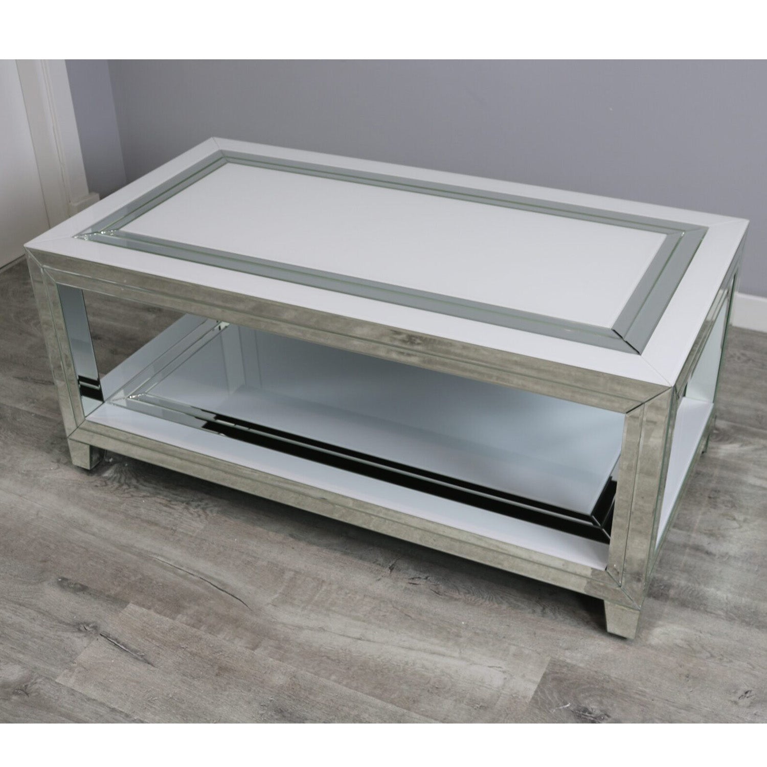 Bianco White Coffee Table with Shelf
