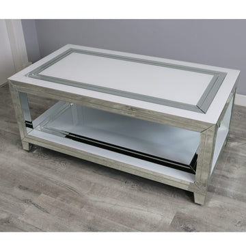 Bianco White Coffee Table with Shelf
