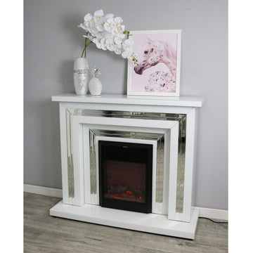 Bianco Electric Fireplace Heater Fire Stove LED Flame Effect