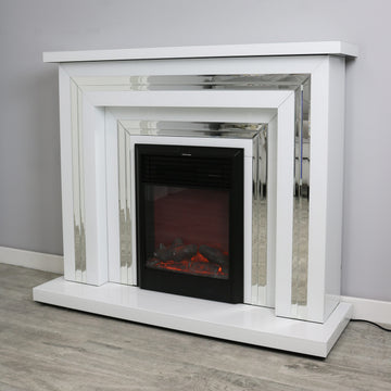 Bianco Electric Fireplace Heater Fire Stove LED Flame Effect