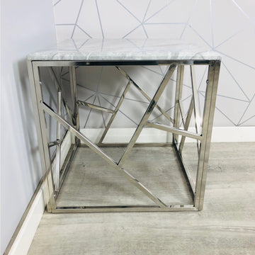 Marble Top End Table Tea Coffee Home Living Room Furniture
