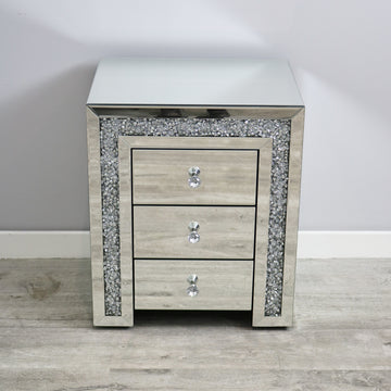 Silver Sparkle Small Chest of Drawers Bedroom Furniture