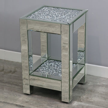 Diamond Crush Small Side Table Mirror End Room Furniture