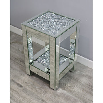 Diamond Crush Small Side Table Mirror End Room Furniture