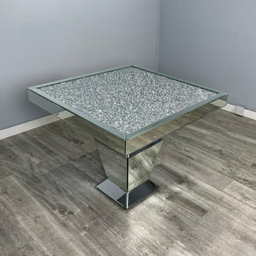 Crushed Crystal Top Dining Table Mirrored Home Furniture