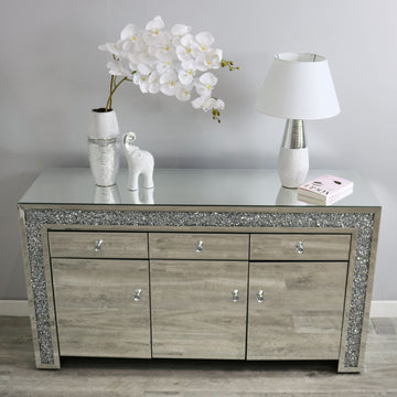 Large 3 Drawer Sideboard 3 Door Mirrored Home Furniture