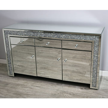 Large 3 Drawer Sideboard 3 Door Mirrored Home Furniture