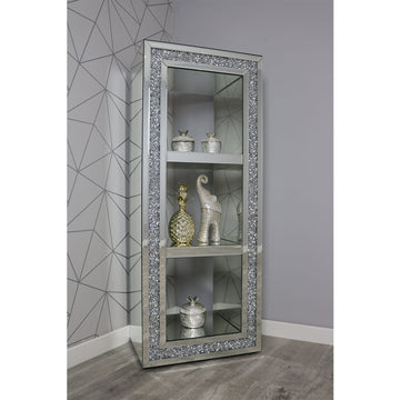 Silver 3 Tier Shelf Storage Unit Mirrored Home Furniture