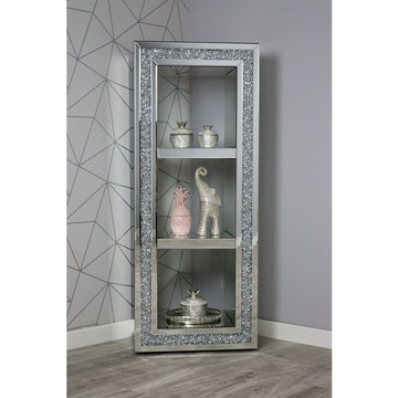 Silver 3 Tier Shelf Storage Unit Mirrored Home Furniture