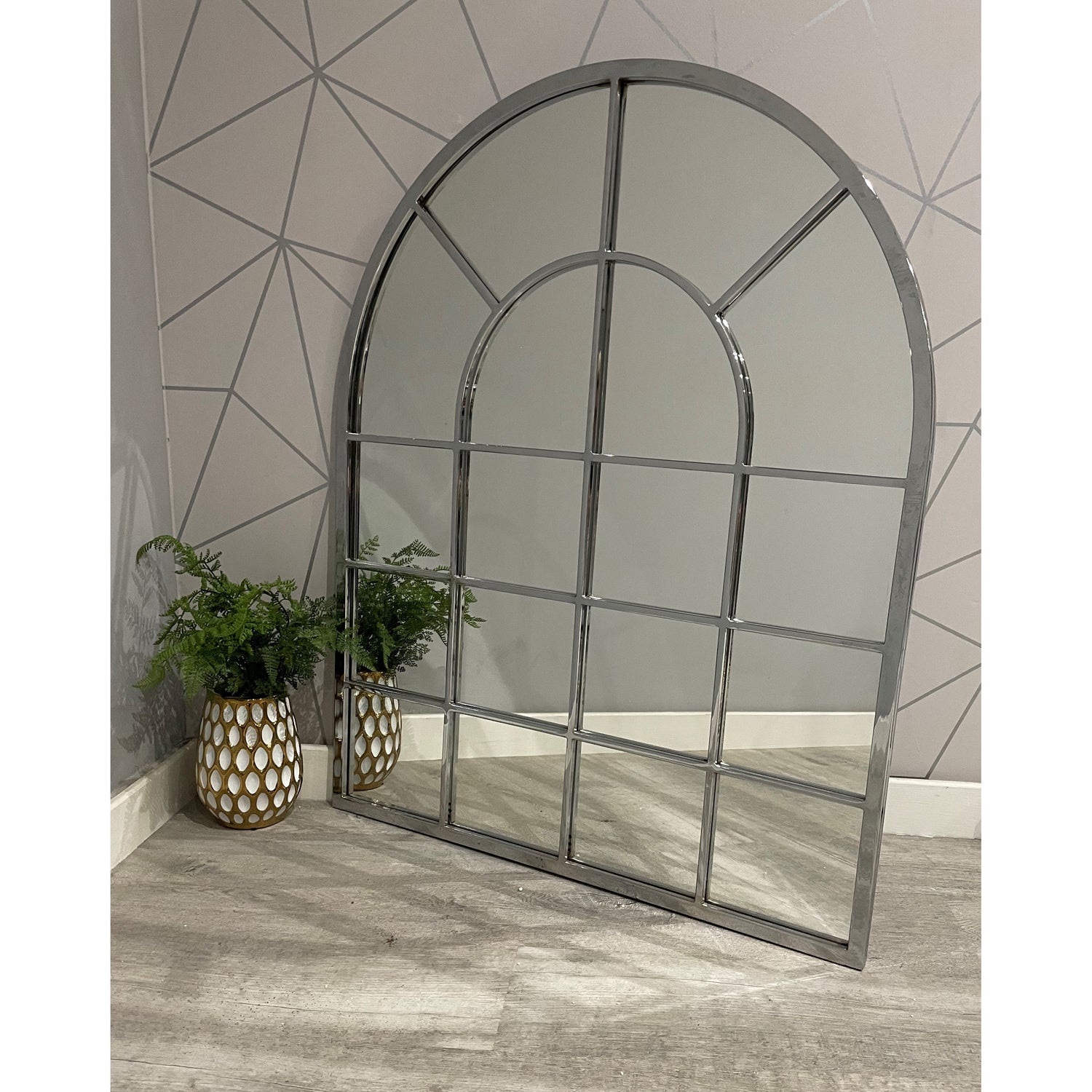 Silver Metal Vintage Arch Mirror 80x100 cm