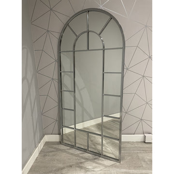 Silver Metal Vintage Arch Mirror 70x150cm