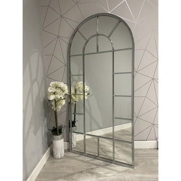 Silver Metal Vintage Arch Mirror 70x150cm