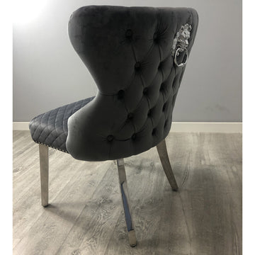 Grey Velvet Dining Chair Knocker Back Lounge Chair