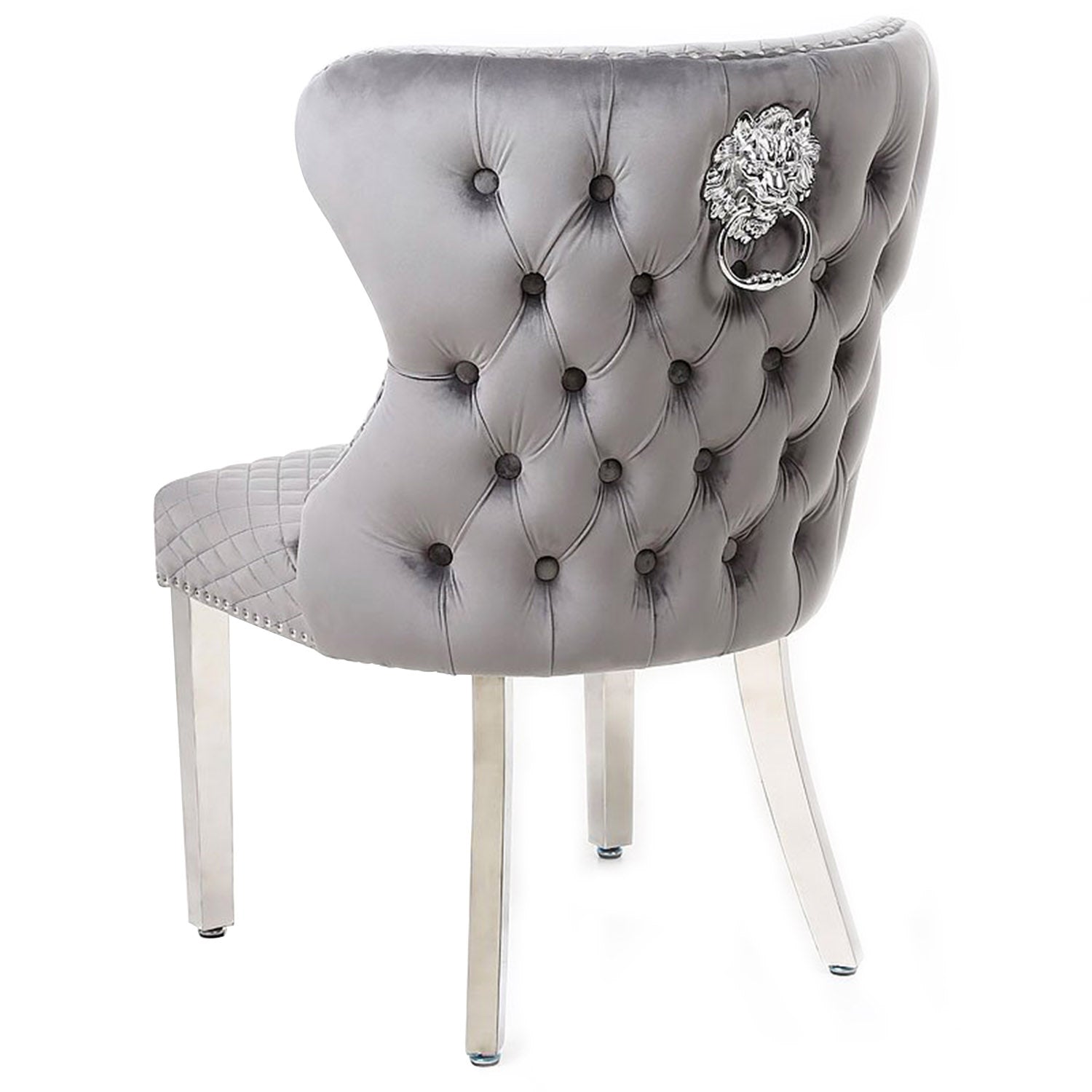 Silver Velvet Dining Chair Knocker Back Lounge Chair