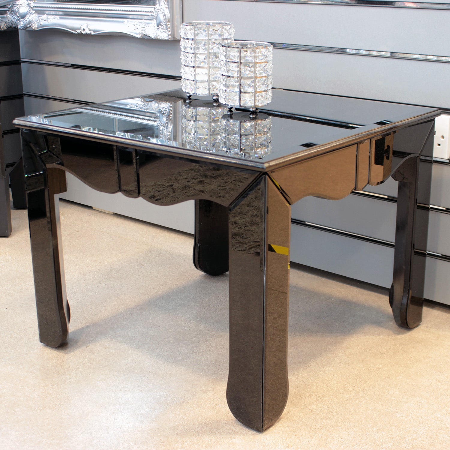 Solitaire Black Glass Side Table