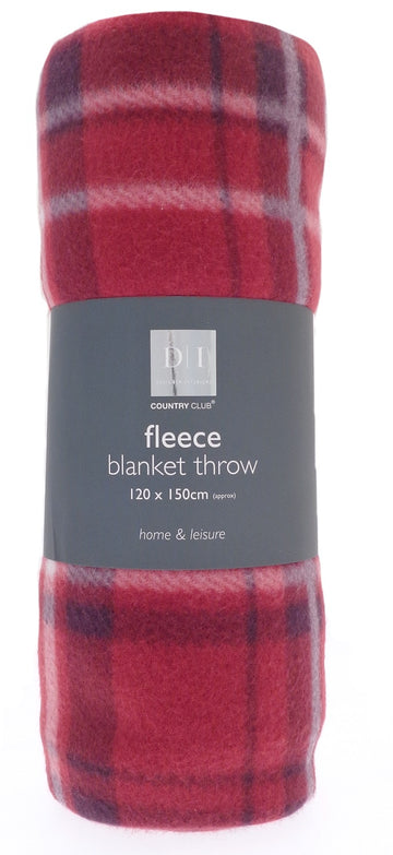 Classic Tartan Fleece Blanket Throw, 120x150cm - Red