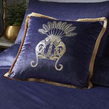 Laurence Llewelyn Bowen Velvet Funky Monkey Filled Cushion Navy & Gold