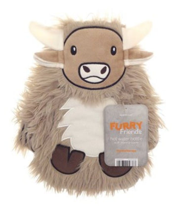 Highland Cow Hot Water Bottle Neck Body Shoulder Warmer + Novelty Cover Natural
