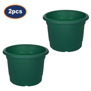 2pcs 30cm Basic Round Green Plastic Planter