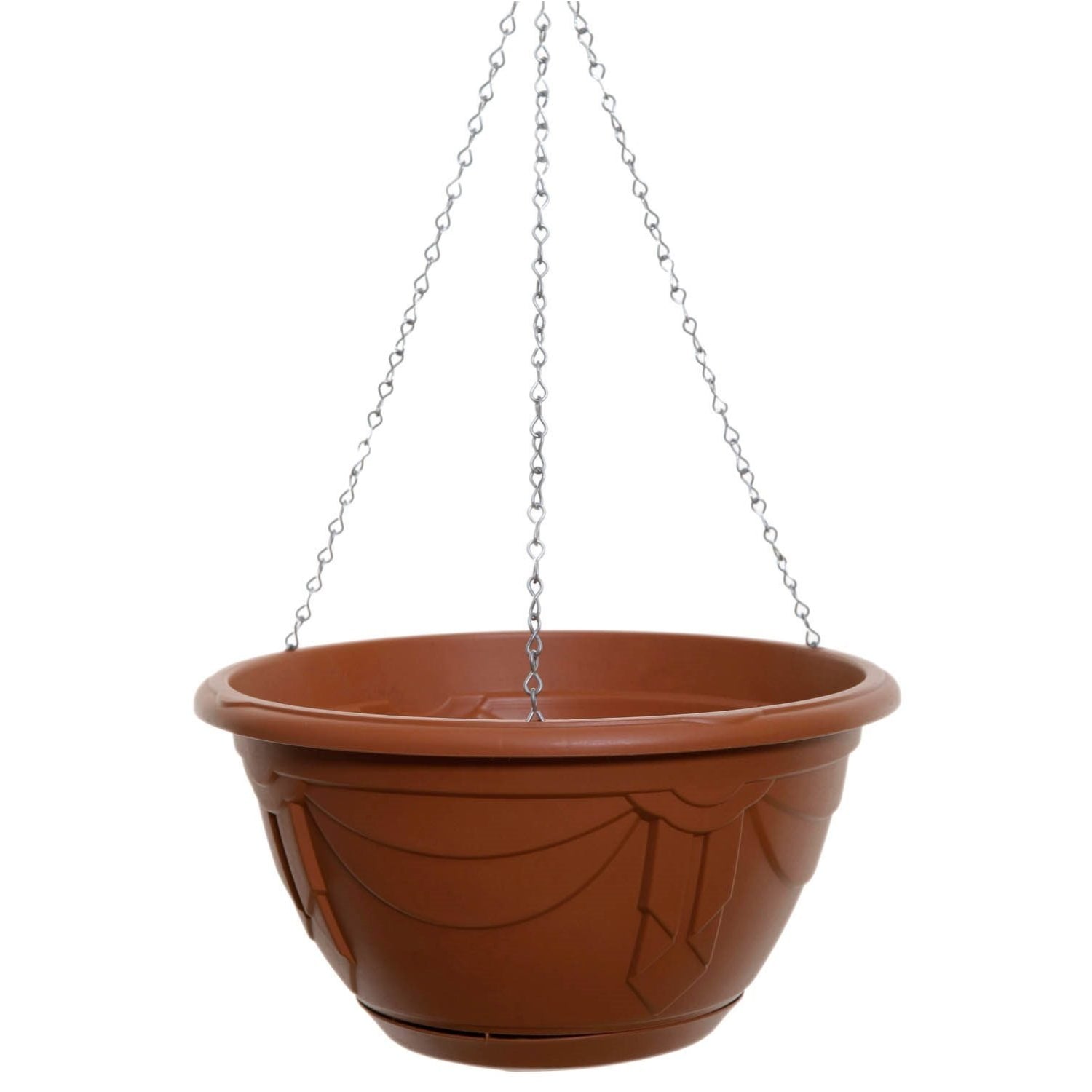 32cm Hanging Planter Plastic Round Chain Basket Terracotta Venetian Patio Plant