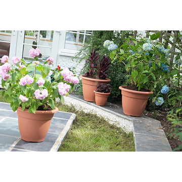 Set Of 20cm Plastic Round Bell Planter & Terracotta Venetian Saucer