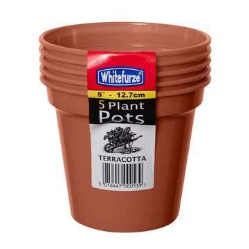Set of 5 12cm Terracotta Garden Pots