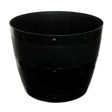 50cm Black Barrel Plastic Planter
