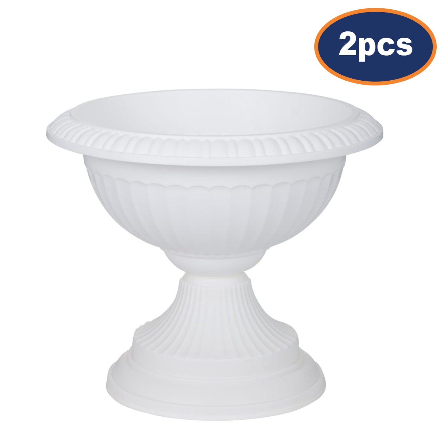 2pc 42cm White Grecian Urn Plastic Planter