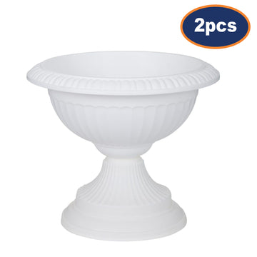 2pc 42cm White Grecian Urn Plastic Planter