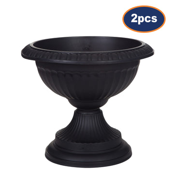 2pc 42cm Black Grecian Urn Plastic Planter
