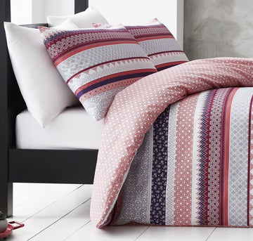 Gabrielle Duvet Cover Set, Double, Red Grey Purple