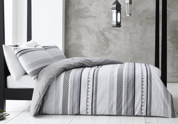 Gabrielle Duvet Cover Set, King, Charcoal & Silver Grey