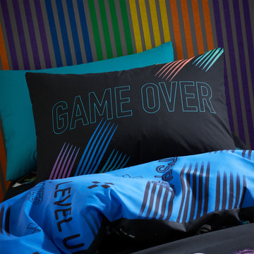 Catherine Lansfield Game Over Duvet Cover Set, Single, Black & Blue