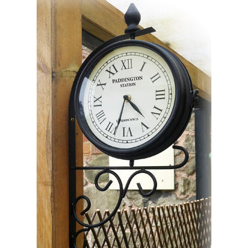 Victorian Station Style Rotating Garden Clock With Bracket