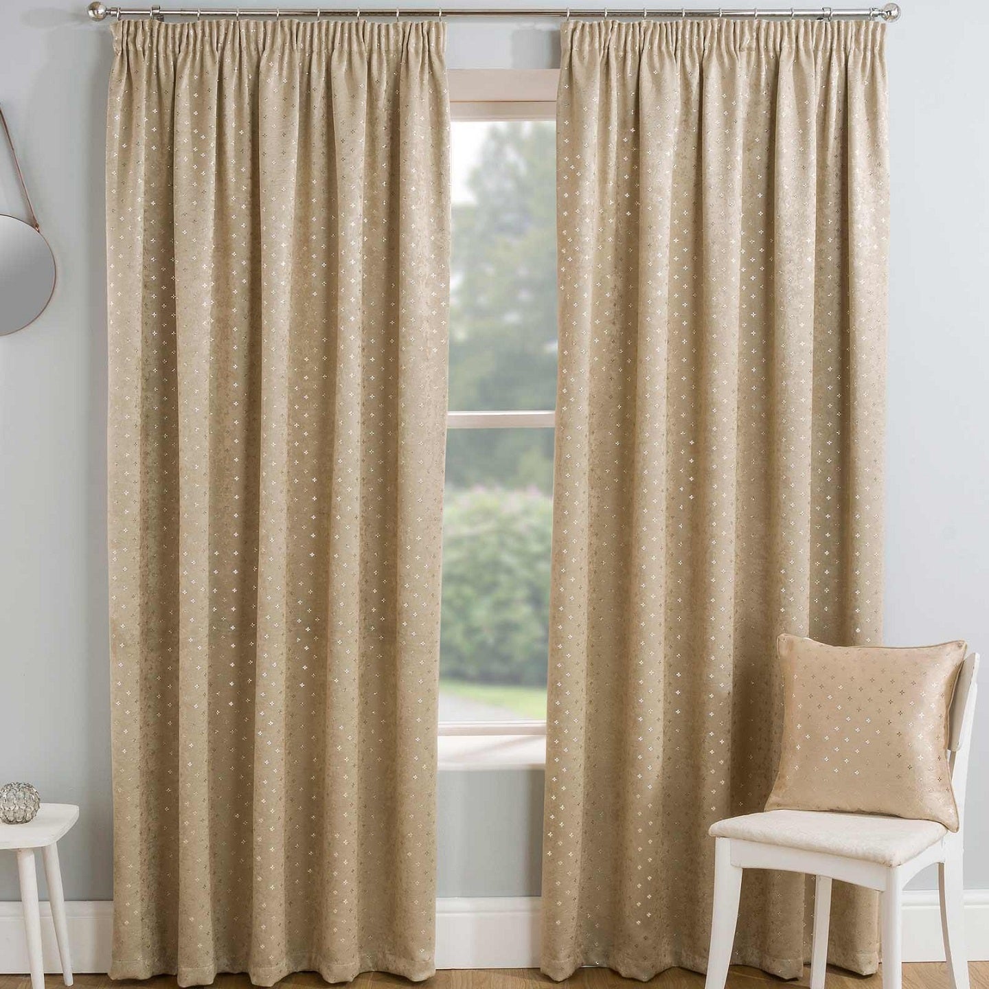 66x72" Gemini Blockout Lined Pencil Pleat Curtains - Natural
