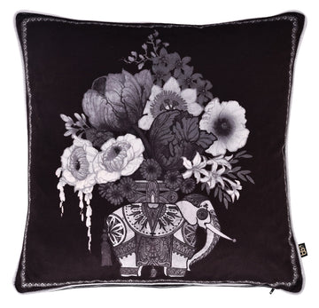 Laurence Llewelyn-Bowen Velvet Elephant Cushion Cover 43x43cm - Black