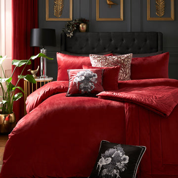Laurence Llewelyn-Bowen Velvet Elephant Filled Cushion 43x43cm - Red