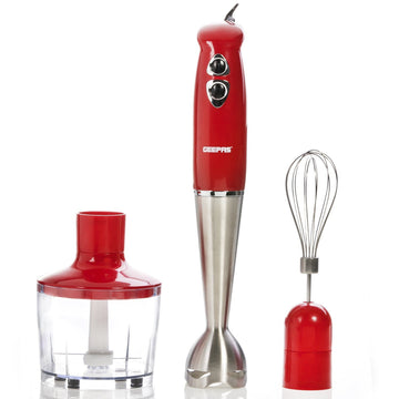 Red 3-in-1 Hand Blender Stainless Steel Blades Smoothy Maker