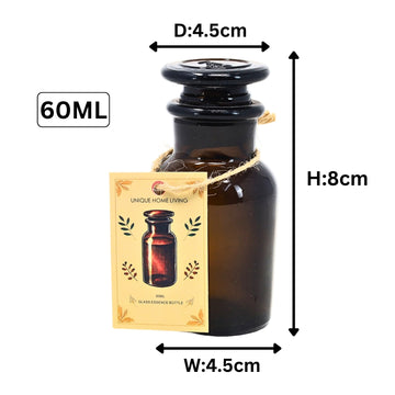 6Pcs 60ml Amber Glass Apothecary Bottle